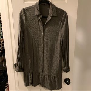 Olivaceous Olive Green Button-Down Shirt Dress